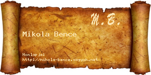 Mikola Bence névjegykártya